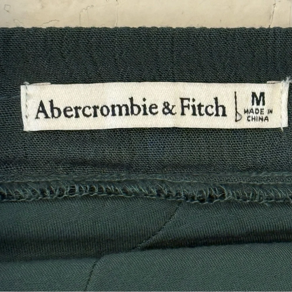 Abercrombie & Fitch Olive Green Maxi Dress with Tie Shoulders